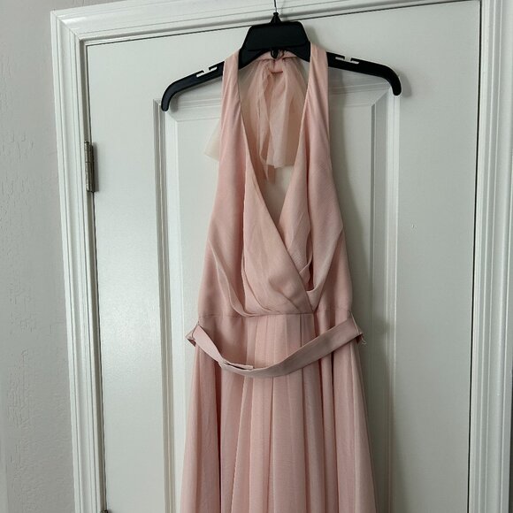 Vera Wang NWT - Blush Chiffon Halter Bridesmaid Dress – Size 8 - Picture 3 of 16